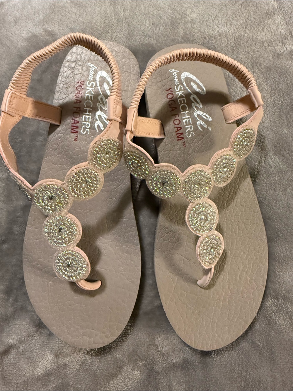 Skechers Women's Blush Pink Beaded Thong Sandals